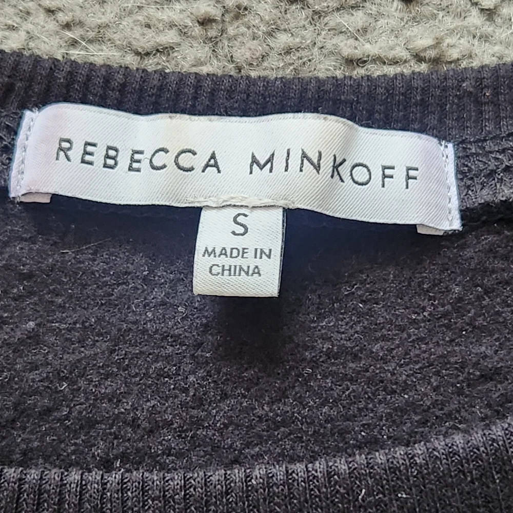 REBECCA MINKOFF Women's Janine Puff Sleeve Sweatshirt Small Black Quiet Luxury - Picture 4 of 12